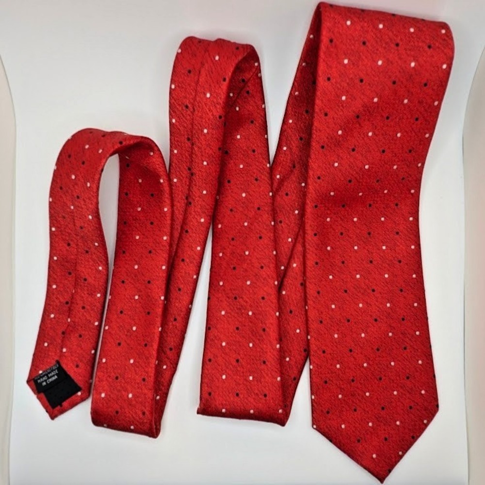 Stacy Adams Tie 60" Red‎ Dot Grid Microfiber Men's Necktie